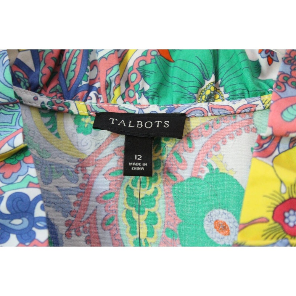 NWT Talbots Floral Paisley Sleeveless Button Front Dress With Tie Size 12 H14884 - Picture 5 of 11